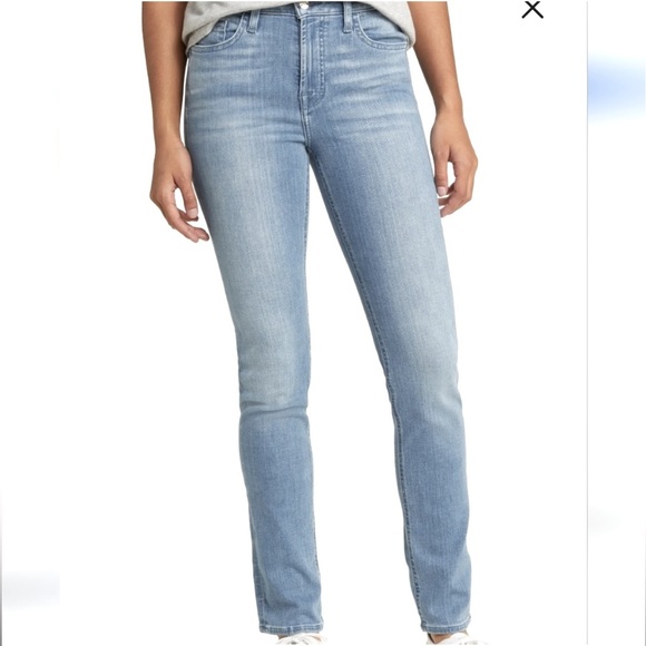 Jen 7 by 7 For All Man Kind Slim Straight Leg High Waisted Jeans in Light Wash 4 - Picture 2 of 8